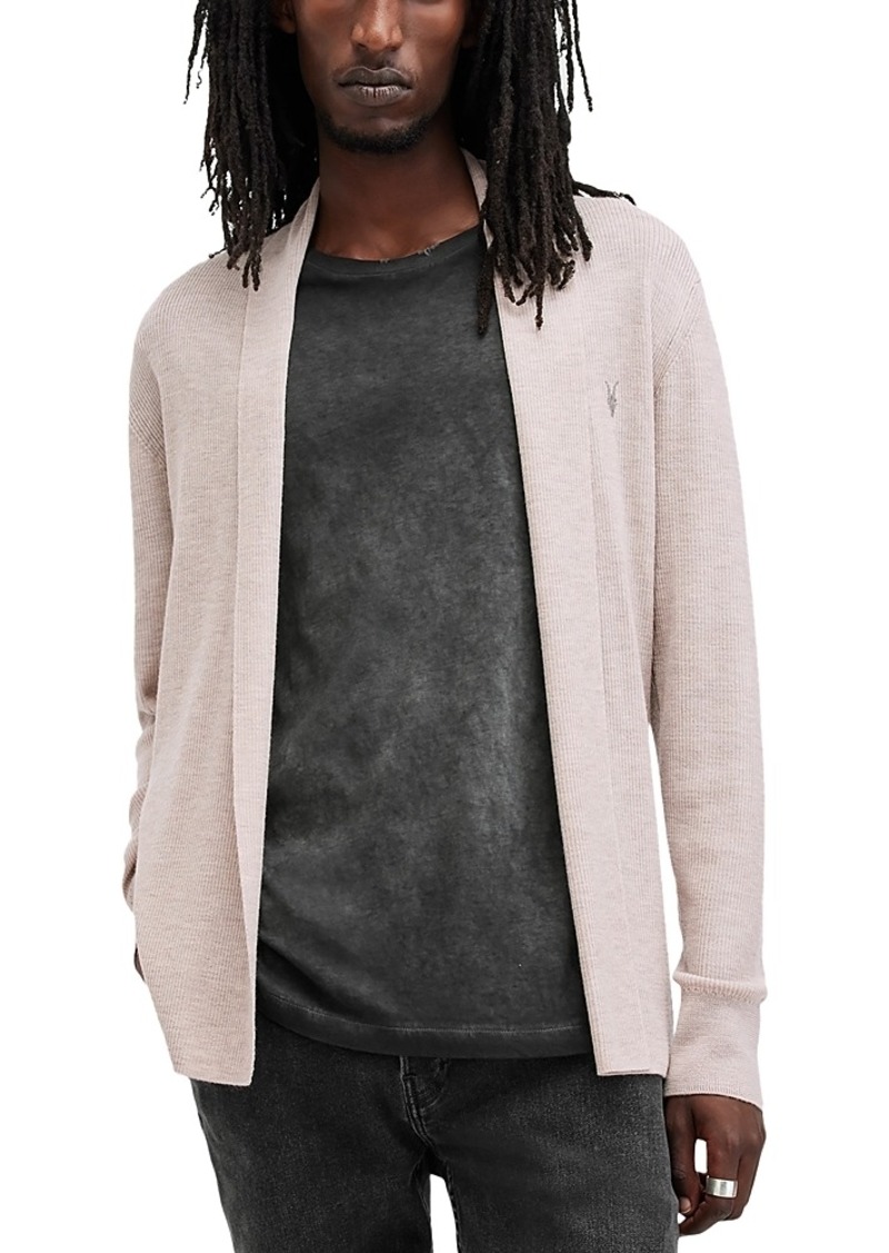 Allsaints Mode Regular Fit Merino Wool Open Cardigan Sweater