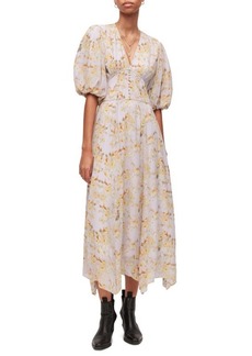 AllSaints Momo Floral Empire Waist Dress in Yellow at Nordstrom