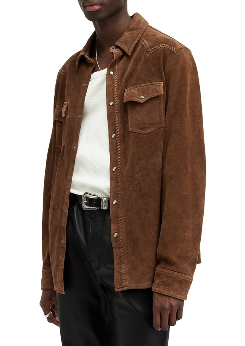 Allsaints Montana Suede Snap Front Shirt Jacket