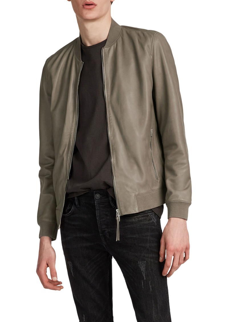 allsaints mower leather bomber jacket