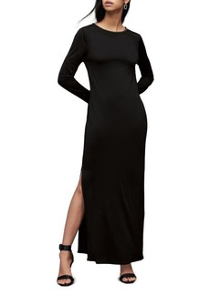 AllSaints Nyx Embellished Neck Long Sleeve Maxi Dress