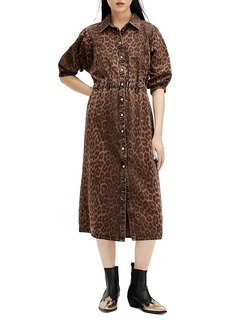 Allsaints Osa Leopard Denim Shirt Dress