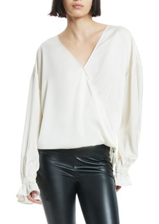 AllSaints Penny Long Sleeve High-Low Satin Top in White at Nordstrom Rack
