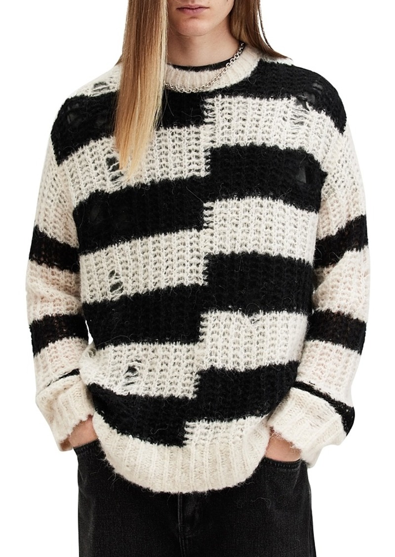 Allsaints Pip Broken Stripe Oversized Fit Sweater