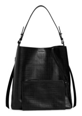 AllSaints Polly Croc Embossed Leather North/South Tote with Removable Pouch
