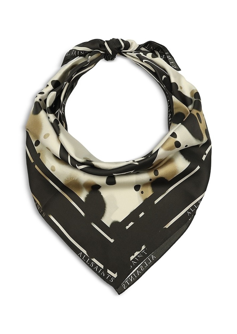 Allsaints Pooka Logo Print Ecru Square Scarf