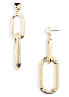 AllSaints Pyramid Stud Double Link Drop Earrings in Gold at Nordstrom Rack