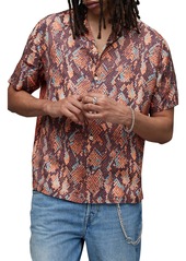 AllSaints Rattle Print Short Sleeve Button-Up Shirt in Tobacco Brown at Nordstrom Rack