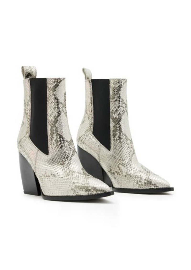 AllSaints Ria Snake Embossed Pointed Toe Chelsea Boot