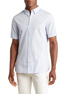 AllSaints Riviera Short Sleeve Button-Up Shirt in Light Blue at Nordstrom Rack
