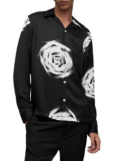 AllSaints Rose Galaxy Relaxed Fit Floral Long Sleeve Camp Shirt