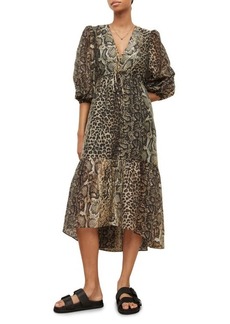 AllSaints Rosia Noche Leopard Snakeskin Print Dress