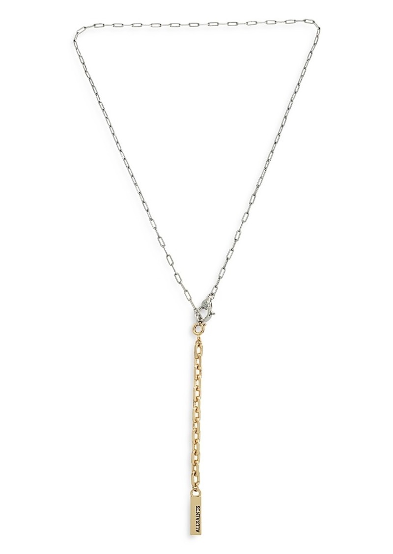 Allsaints Signature Paper Clip Chain Necklace Lariat Necklace in Two Tone, 18