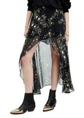 AllSaints Slvina Oto Floral Ruffled High-Low Skirt