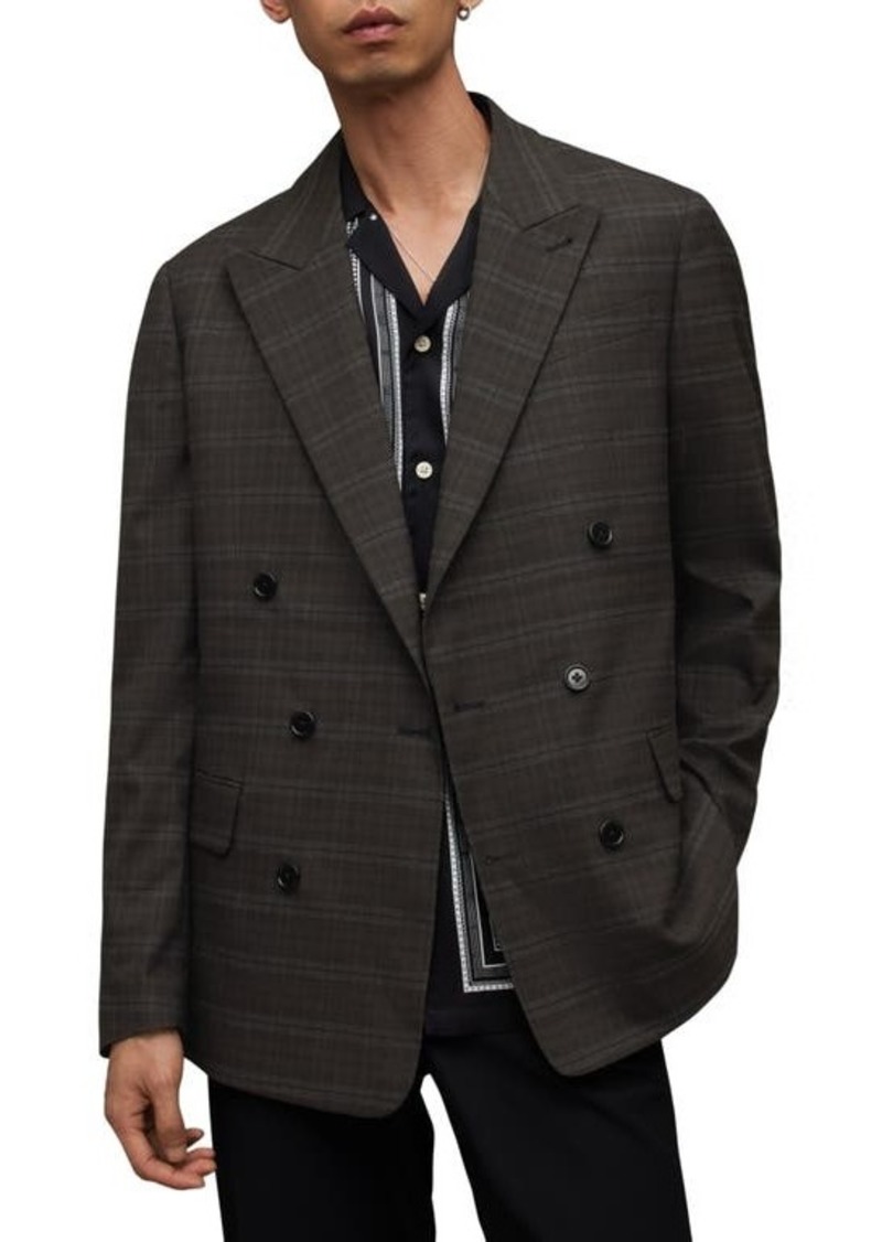 AllSaints Spica Plaid Double Breasted Blazer
