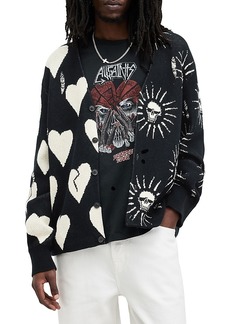Allsaints Sunbreak Pattern Blocked Button Front Cardigan Sweater