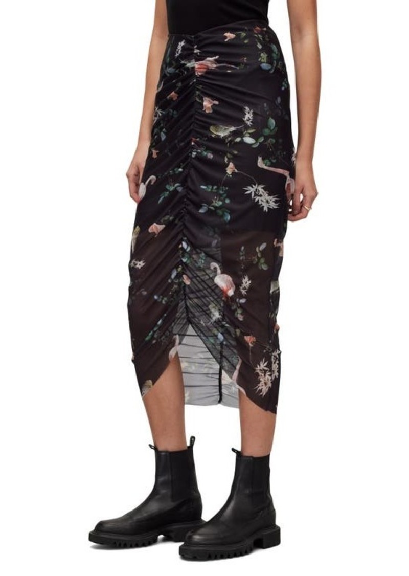 AllSaints Tessia Fabia Ruched Midi Skirt