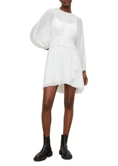 AllSaints Thallo Long Sleeve Fit & Flare Dress in Off White at Nordstrom Rack