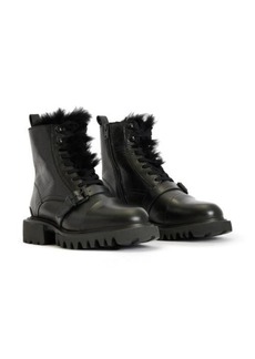 AllSaints Tori Genuine Shearling Lined Lace-Up Combat Boot