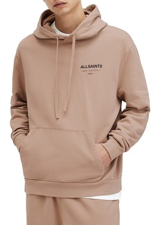 Allsaints Underground Organic Cotton Logo Print Relaxed Fit Hoodie
