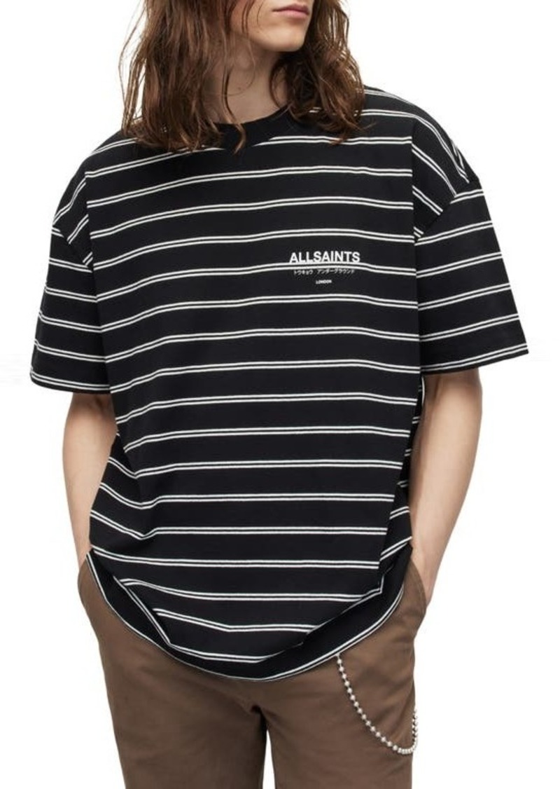 AllSaints Underground Stripe Cotton Graphic T-Shirt