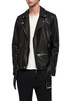 AllSaints Wick Slim Fit Leather Biker Jacket in Black at Nordstrom