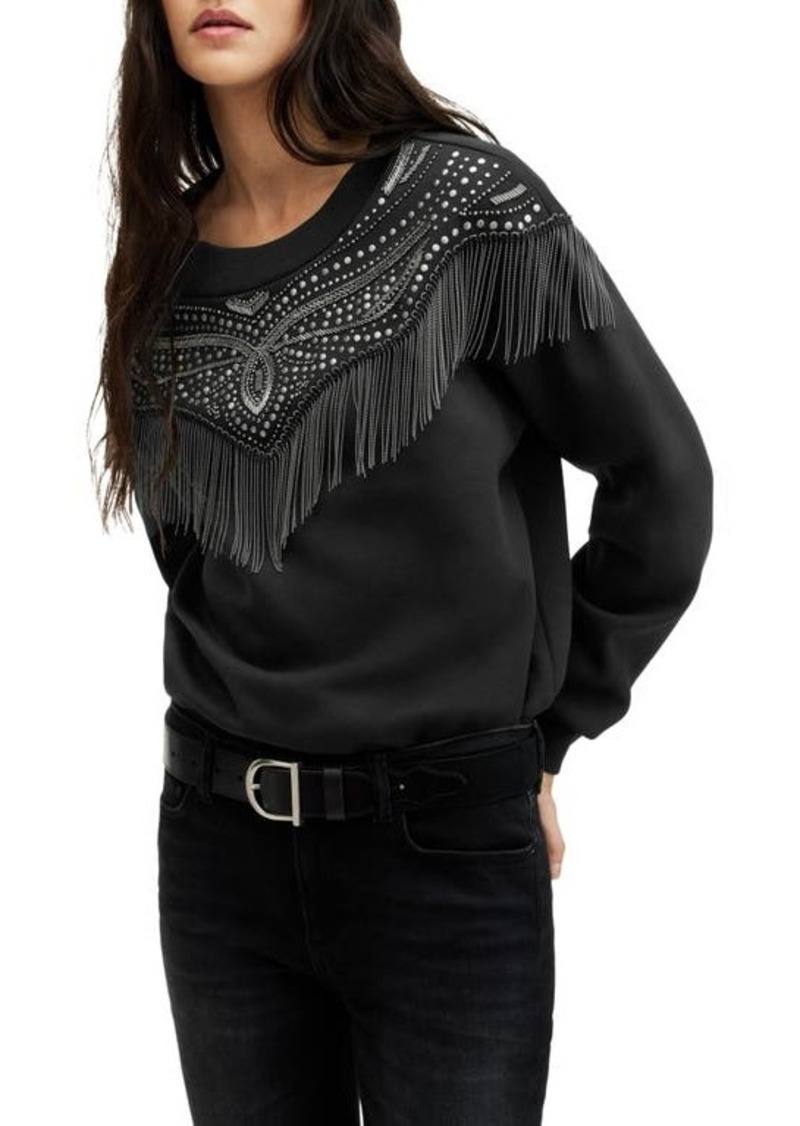 AllSaints Winona Jaine Embellished Fringe Sweatshirt