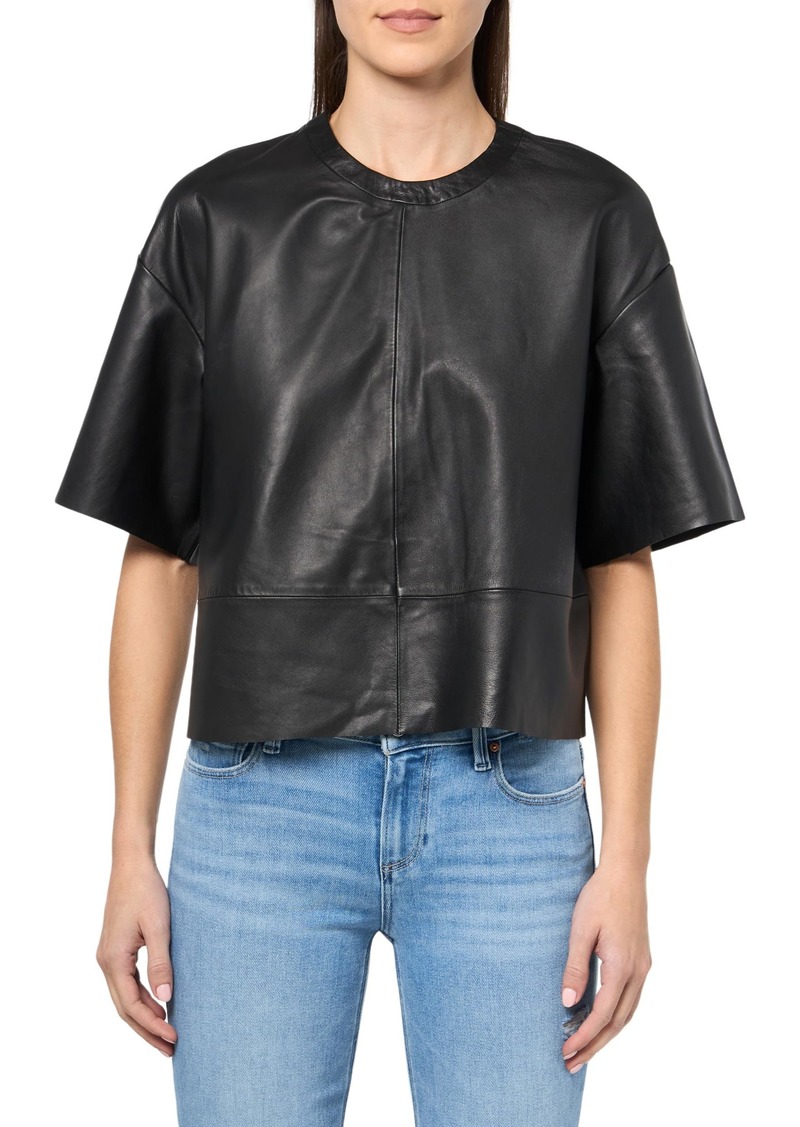 AllSaints Women's Renai Short Sleeve Leather T-Shirt