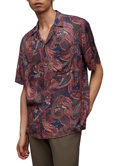 Allsaints Zowie Relaxed Fit Printed Short Sleeve Camp Shirt