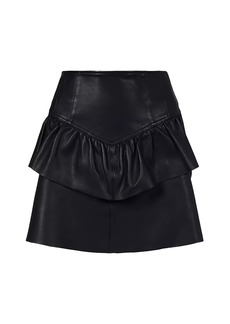 AllSaints Andy Tiered Leather Miniskirt
