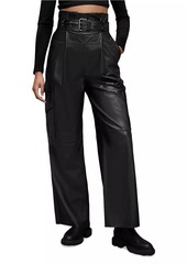 AllSaints Harlyn Leather Belted Trousers