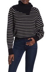AllSaints Maddie Split Turtleneck Stripe Wool Blend Sweater
