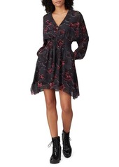 AllSaints Nichola Rosalyn Floral Smocked Trim Mini Dress