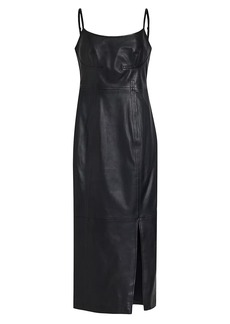 AllSaints Norlene Leather Midi-Dress