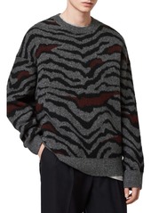 AllSaints Tora Tiger Stripe Crewneck Wool Blend Sweater