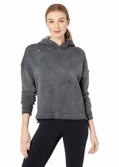 Alo Yoga Women's Cozy Cropped Hoodie-Graphic Anthracite Pot wash/dist S