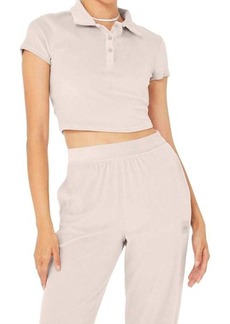 Alo Yoga Velour Choice Polo In Dusty Pink