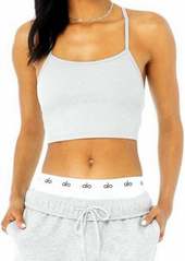 Alo Yoga Women Alosoft Ribbed Cropped Calm Tank In Athletic Heather Grey