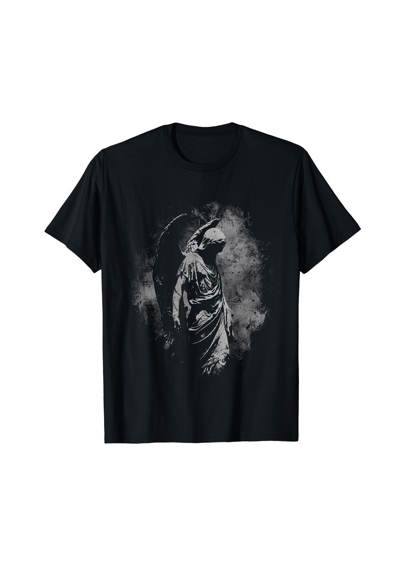 Alternative Apparel Goth Angel Fallen Statue Dark Art Occult Grunge Alt Horror T-Shirt