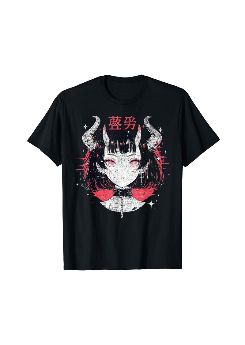 Alternative Apparel Goth Grunge Demon Anime Girl Waifu Horror Alt Aesthetic T-Shirt