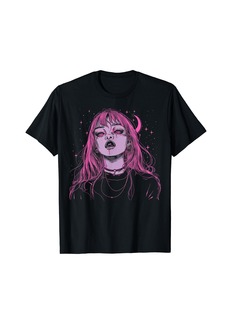 Alternative Apparel Goth Grunge Demon Anime Girl Waifu Horror Alt Pink Aesthetic T-Shirt