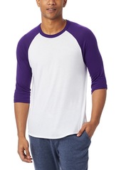 Alternative Apparel Men's Keeper Jersey Baseball T-shirt - White, Deep Violet