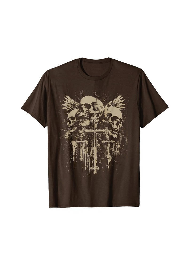 Alternative Apparel Skull Cross Wings Y2K Goth Alt Grunge Gothic Emo Aesthetic T-Shirt