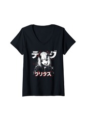 Alternative Apparel Womens Anime Goth Grunge Demon Girl Waifu Horror Alt Aesthetic V-Neck T-Shirt