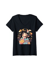 Alternative Apparel Womens Fruit Strawberry Pastel Anime Girl Waifu Cute Alt Aesthetic V-Neck T-Shirt