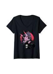 Alternative Apparel Womens Goth Grunge Demon Anime Girl Waifu Horror Alt Aesthetic V-Neck T-Shirt
