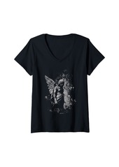 Alternative Apparel Womens Gothic Angel Statue Dark Art Fallen Grunge Angelic Horror V-Neck T-Shirt