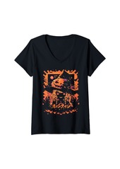 Alternative Apparel Womens Halloween Pumpkin Pastel Anime Girl Waifu Bats Spooky Kawaii V-Neck T-Shirt