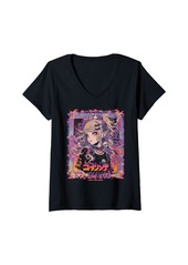 Alternative Apparel Womens Halloween Pumpkin Pastel Anime Girl Waifu Bats Spooky Kawaii V-Neck T-Shirt