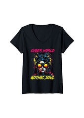 Alternative Apparel Womens Punk Rave Cyber World Gothic Soul Futuristic Cybergoth V-Neck T-Shirt